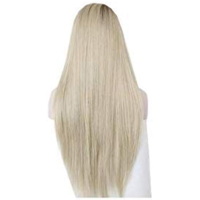 Women long straight wig hair front lace wig deep invisible part wig blond color - Image 3